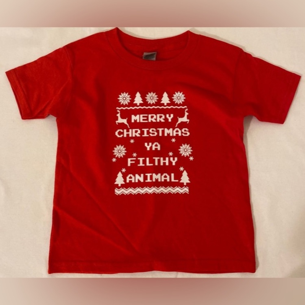 Merry Christmas Ya Filthy Animal Fun Christmas Kid’s T-Shirt Size 5T /New